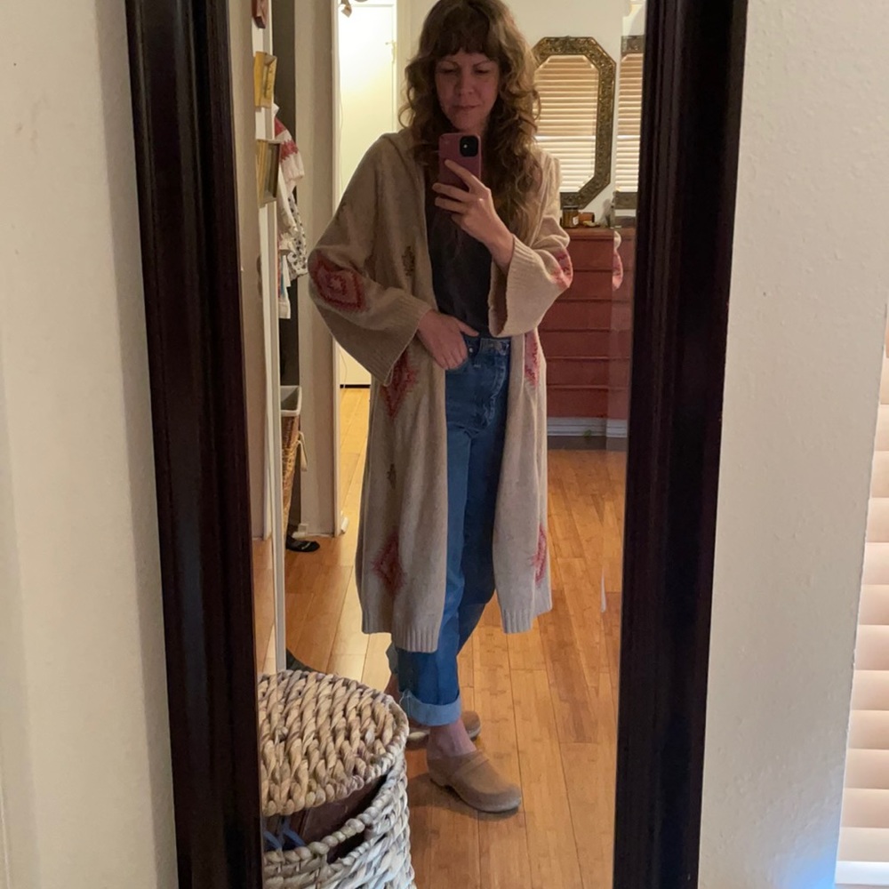 ANTHRO hooded long wool sweater - southwestern